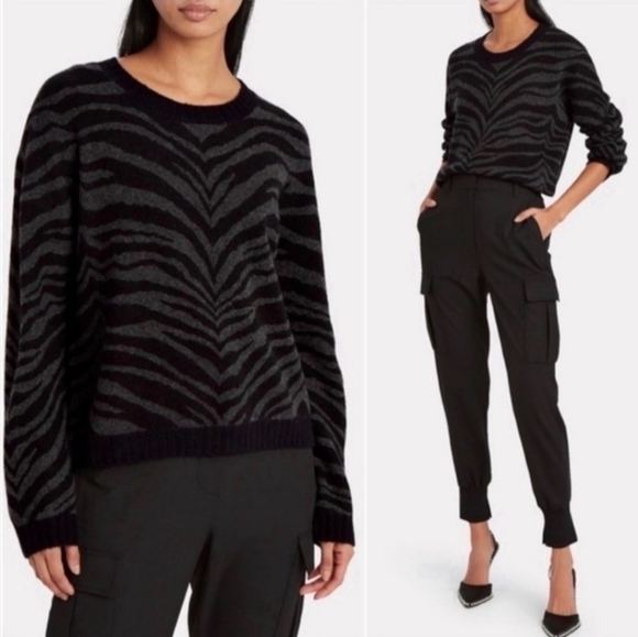 Rails,‎ Chance Charcoal Tiger Stripe Wool/Cashmere Crewneck Sweater, Size XS - Picture 1 of 13